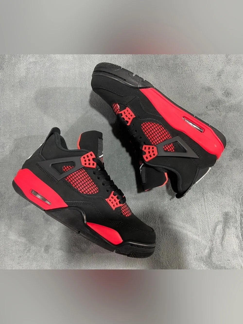 Air Jordan 4 Men's Black and Red Retro Basketball Sneakers